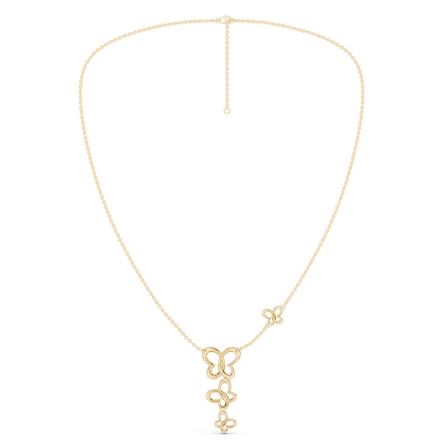 Triple Butterfly Drop Necklace