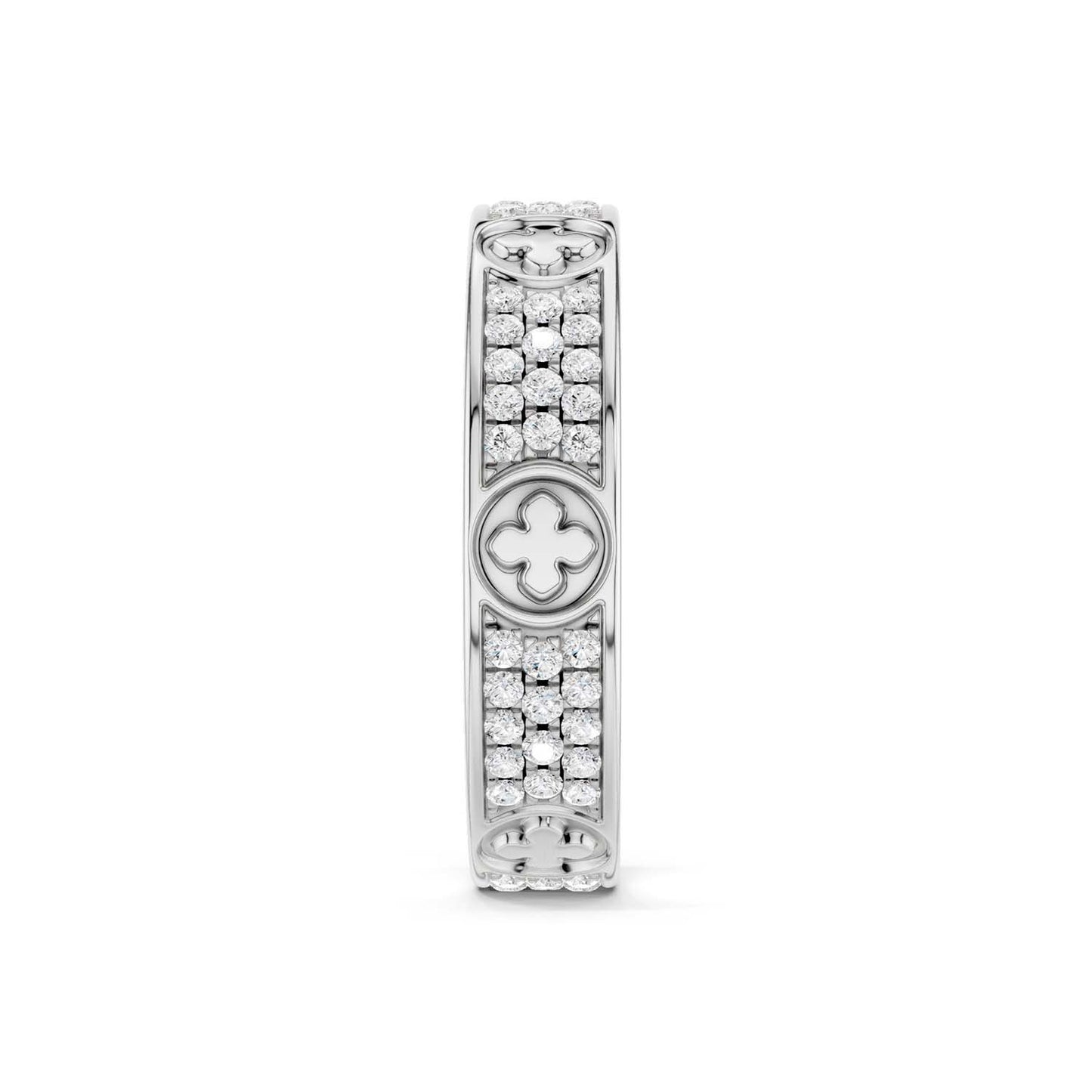 La Fleur 4mm 4-Diamond Rows Round Band