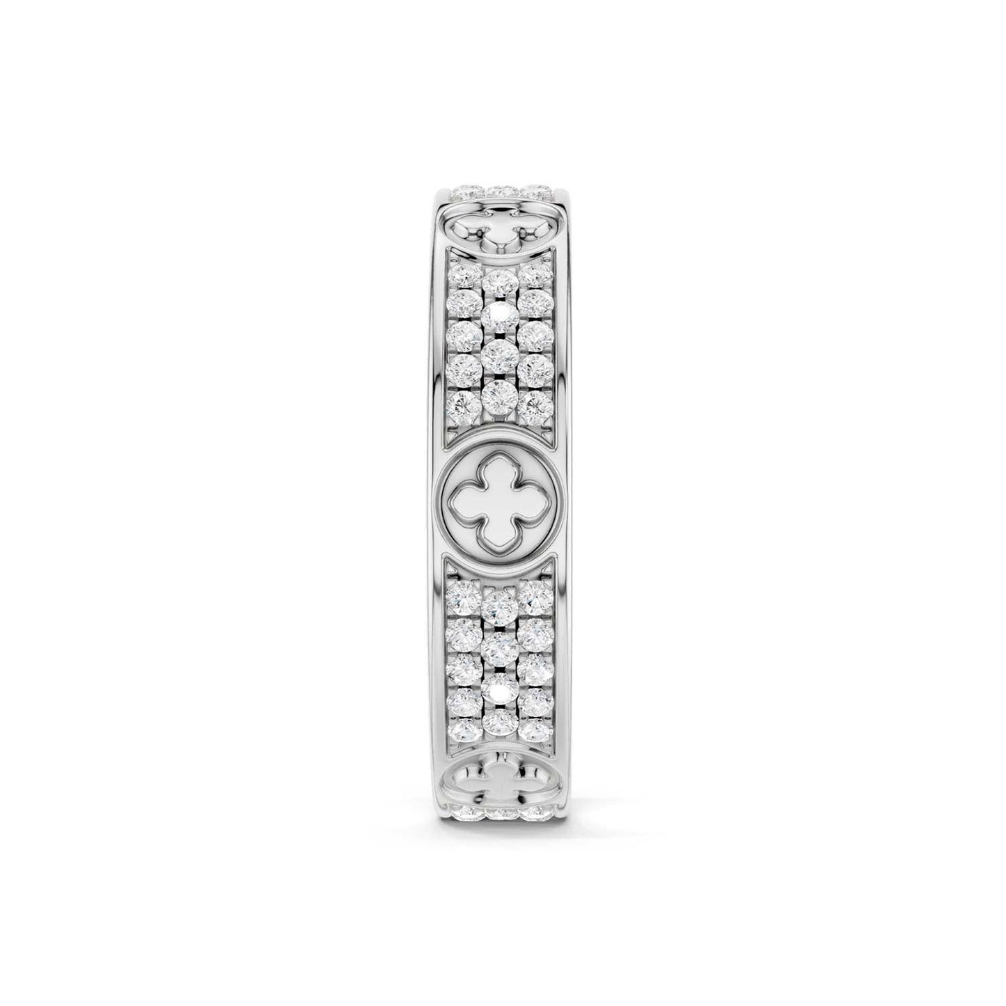La Fleur 4mm 4-Diamond Rows Round Band