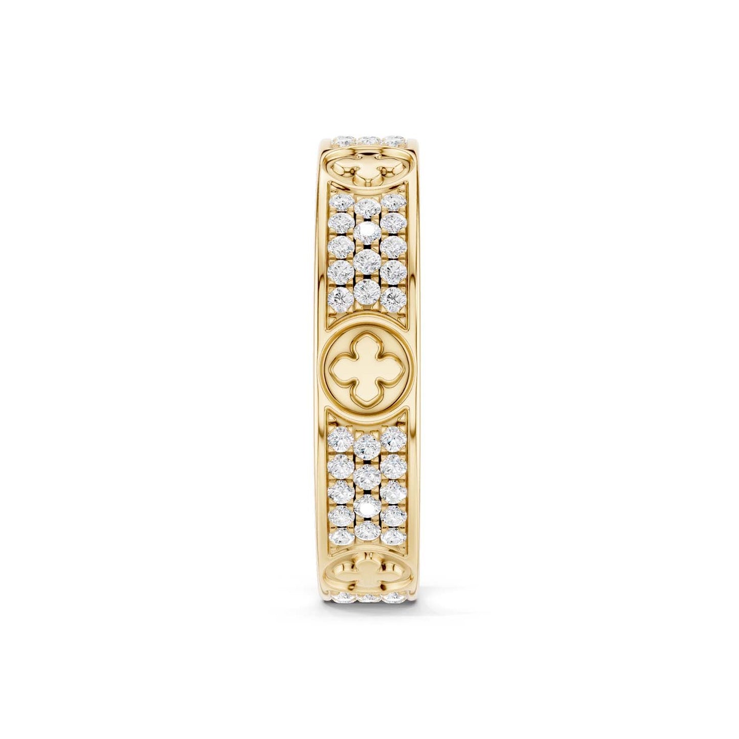 La Fleur 4mm 4-Diamond Rows Round Band