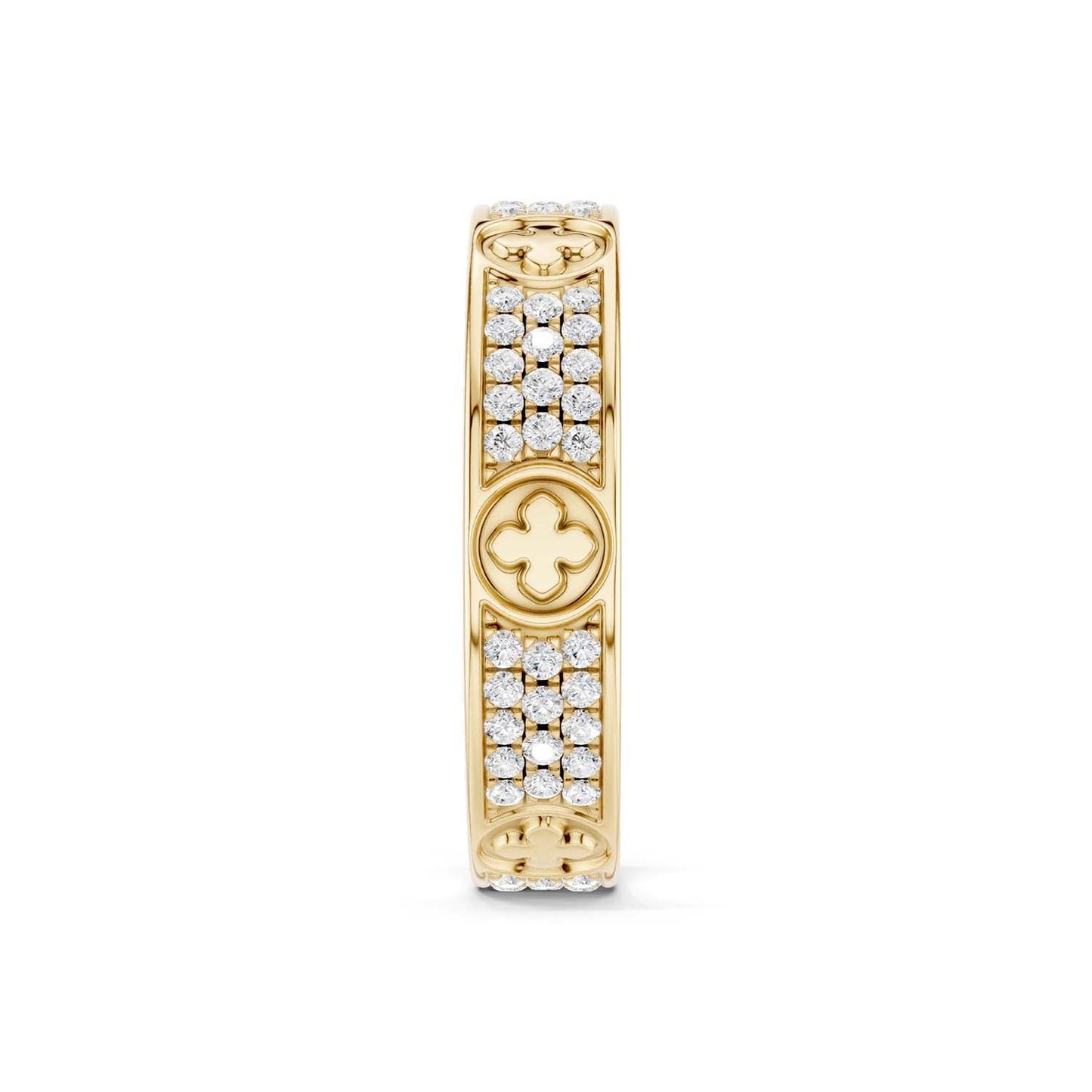 La Fleur 4mm 4-Diamond Rows Round Band