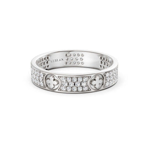 La Fleur 4mm 4-Diamond Rows Round Band