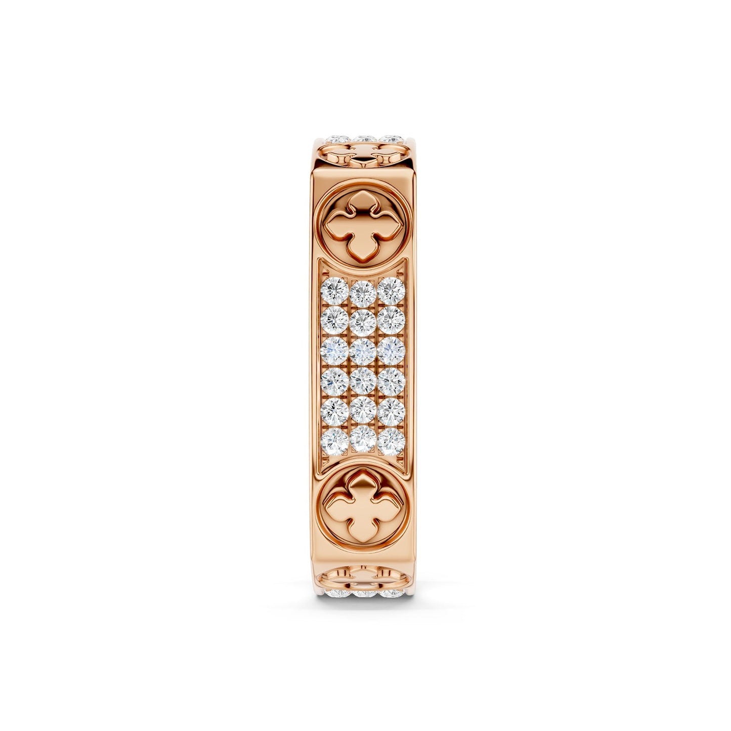 La Fleur 4mm 4-Diamond Rows Square Band