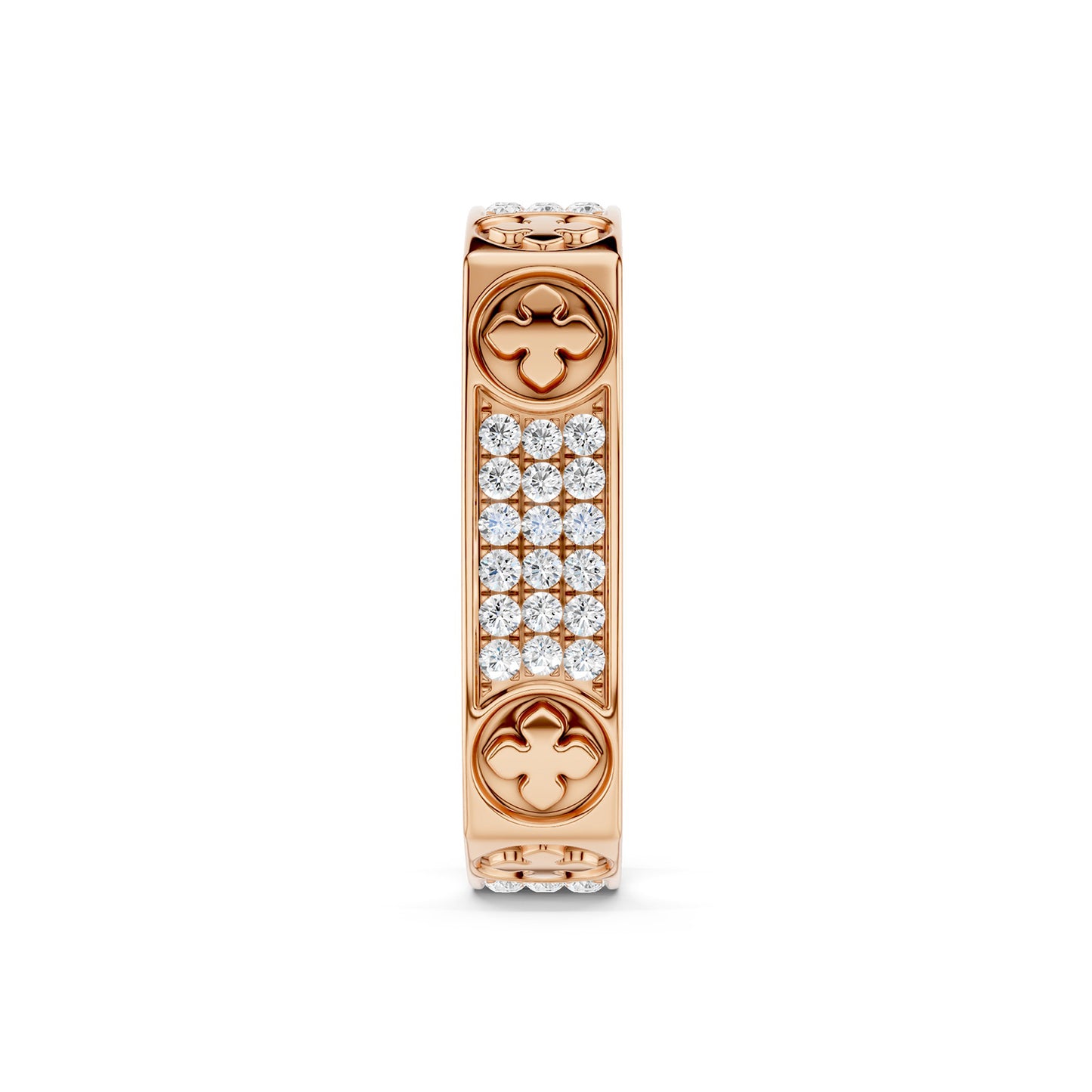La Fleur 4mm 4-Diamond Rows Square Band
