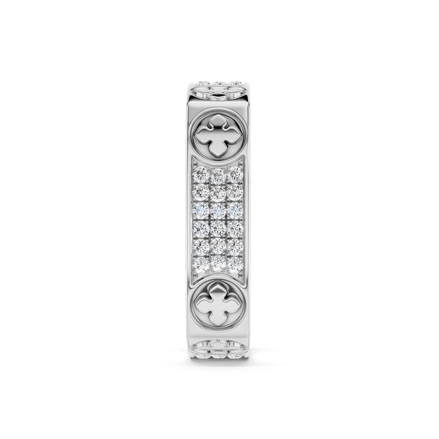 La Fleur 4mm 4-Diamond Rows Square Band