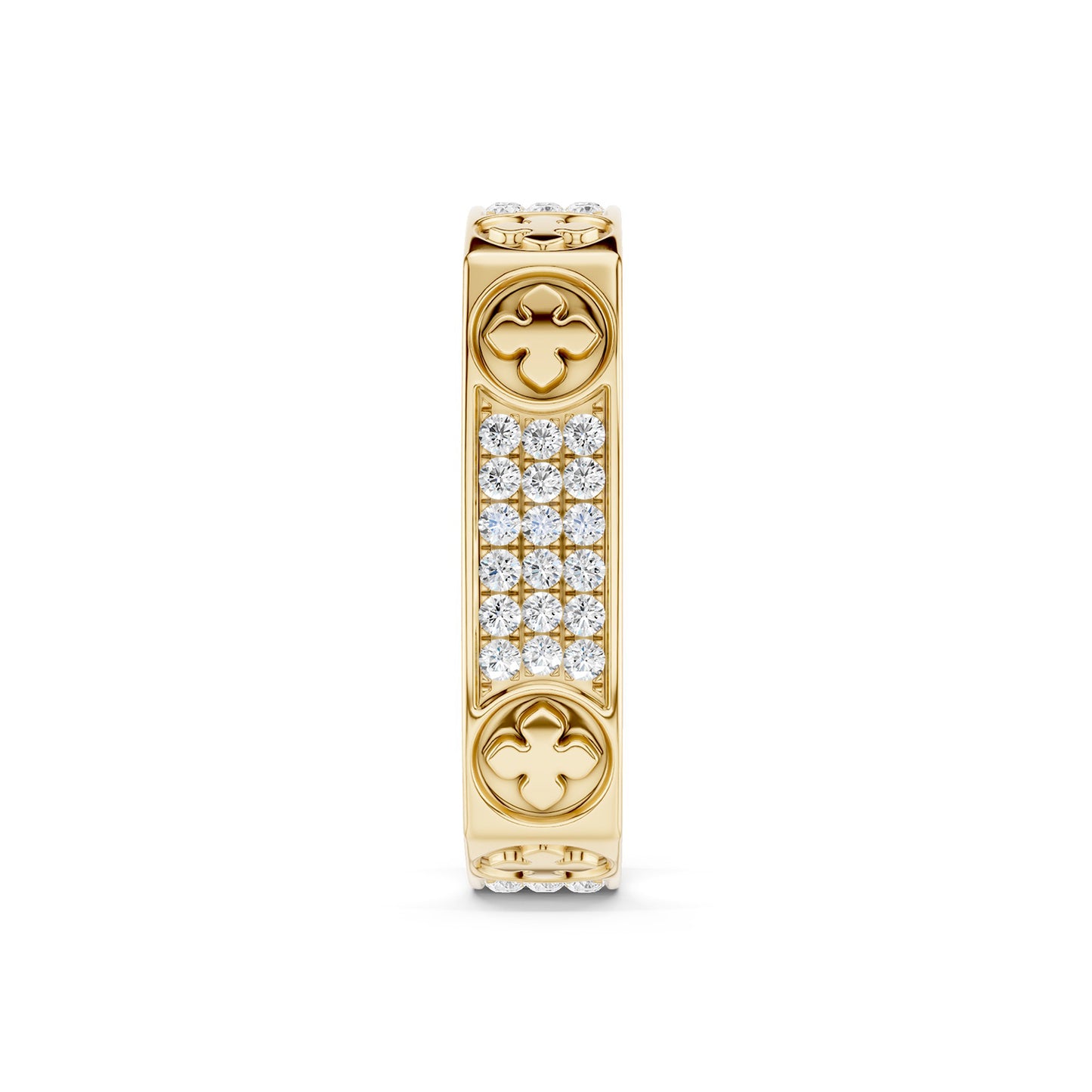 La Fleur 4mm 4-Diamond Rows Square Band