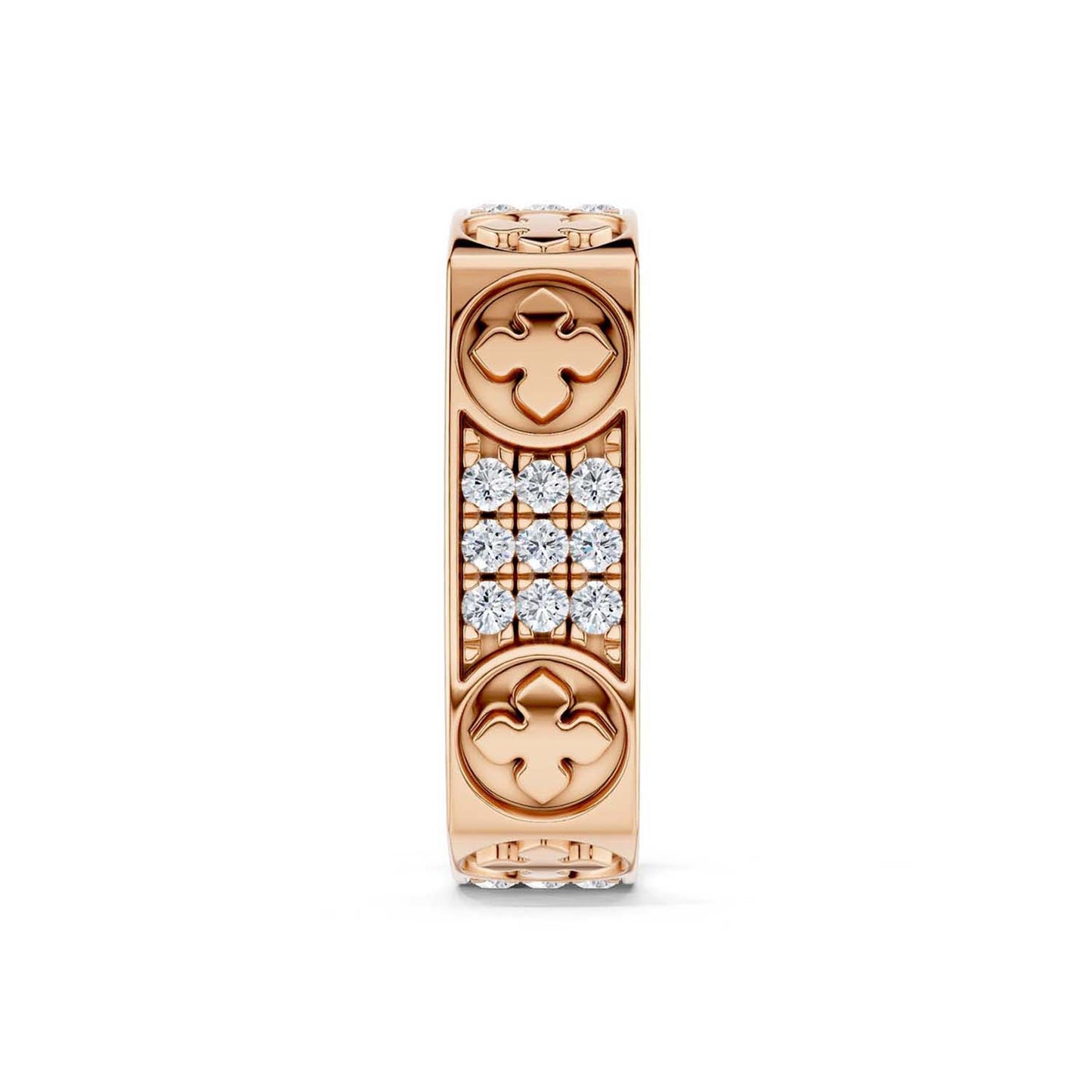 La Fleur 5mm 4-Diamond Rows Square Band