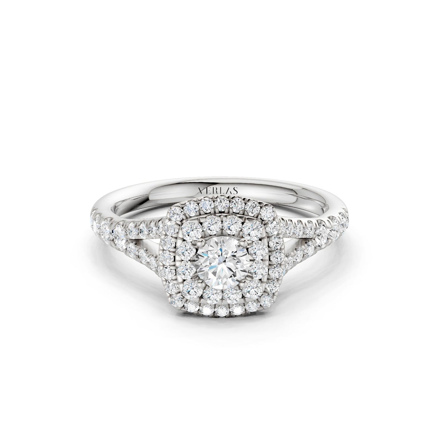 Round-Center Princess Double Halo Ring