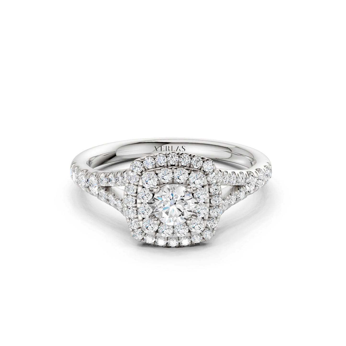 Round-Center Princess Double Halo Ring
