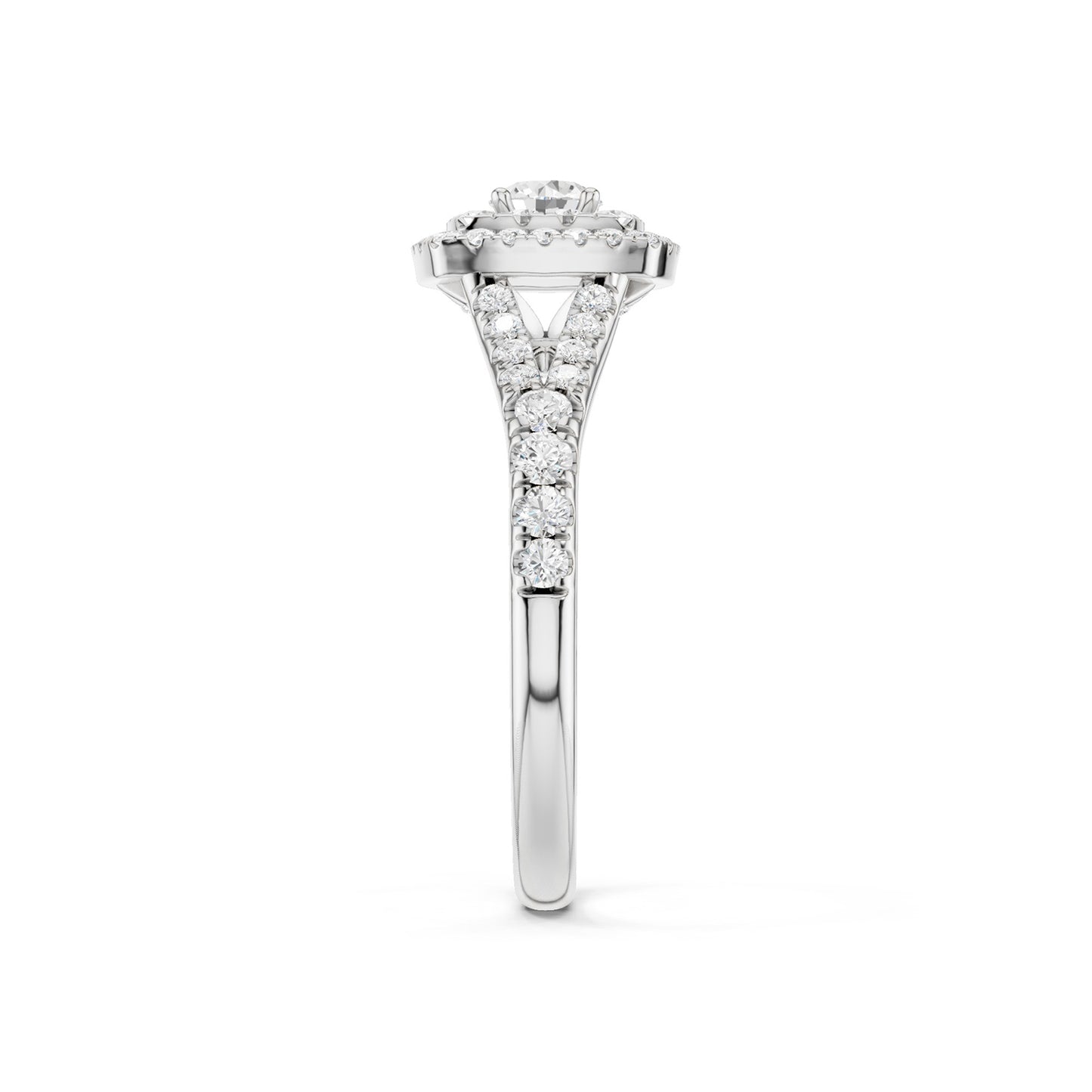 Round-Center Princess Double Halo Ring