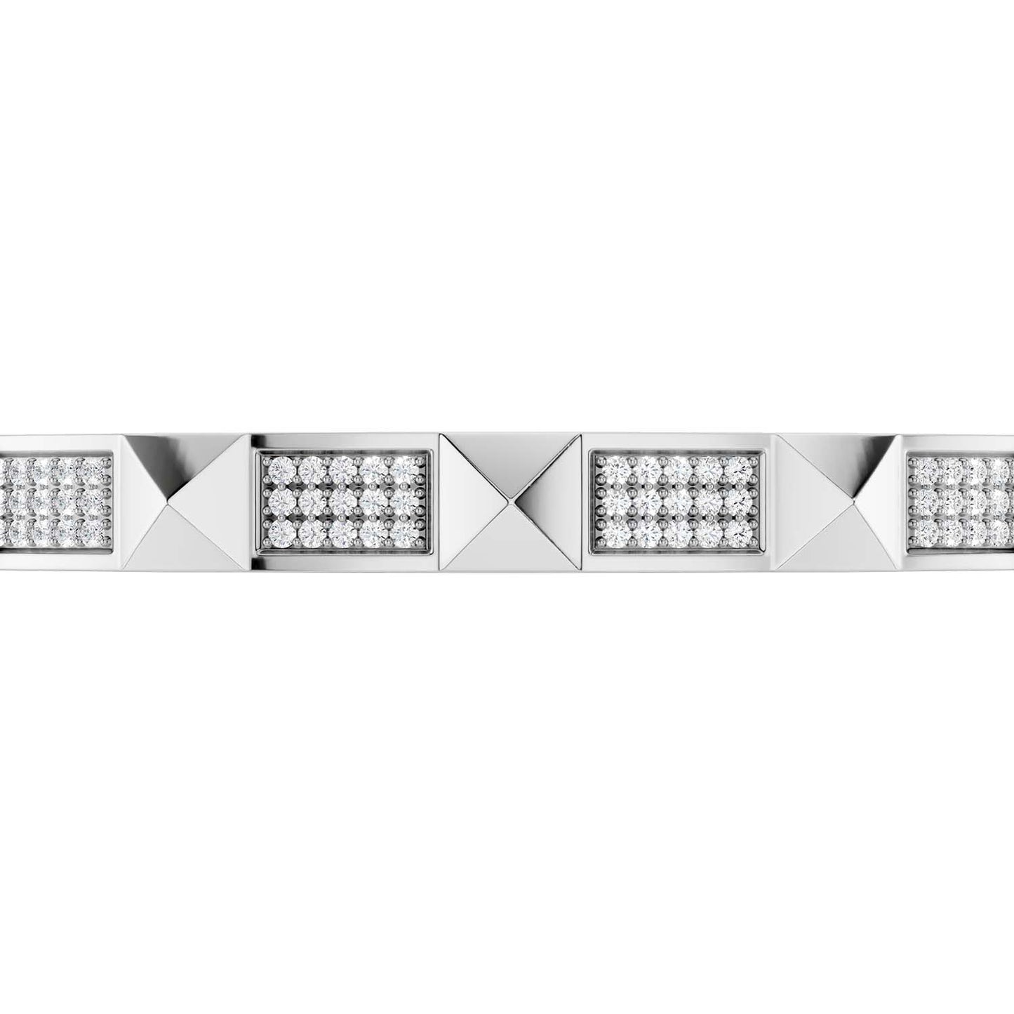 Pyramid 3-Diamond Rows Cuff Bracelet