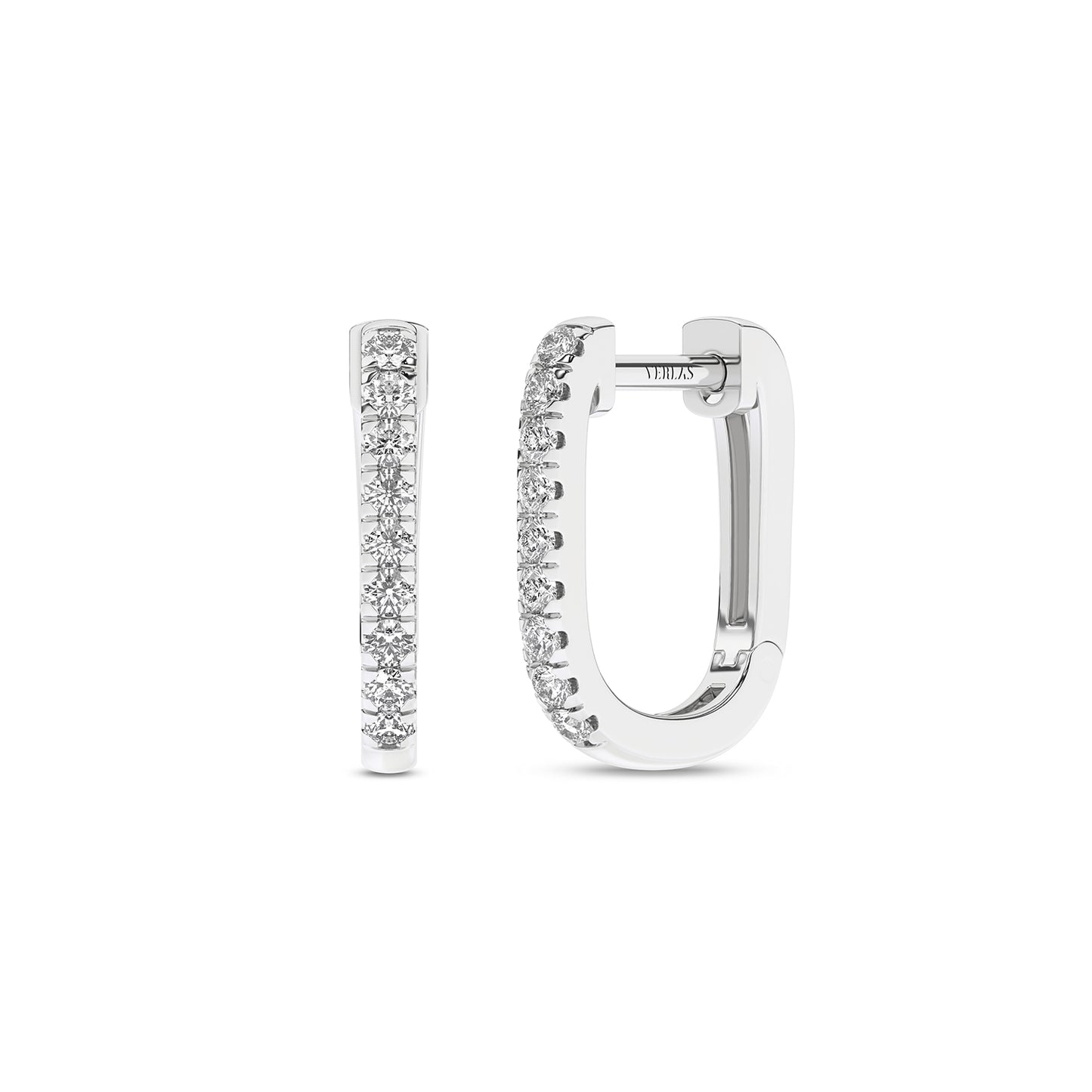 U Shape Diamond Huggie Hoops