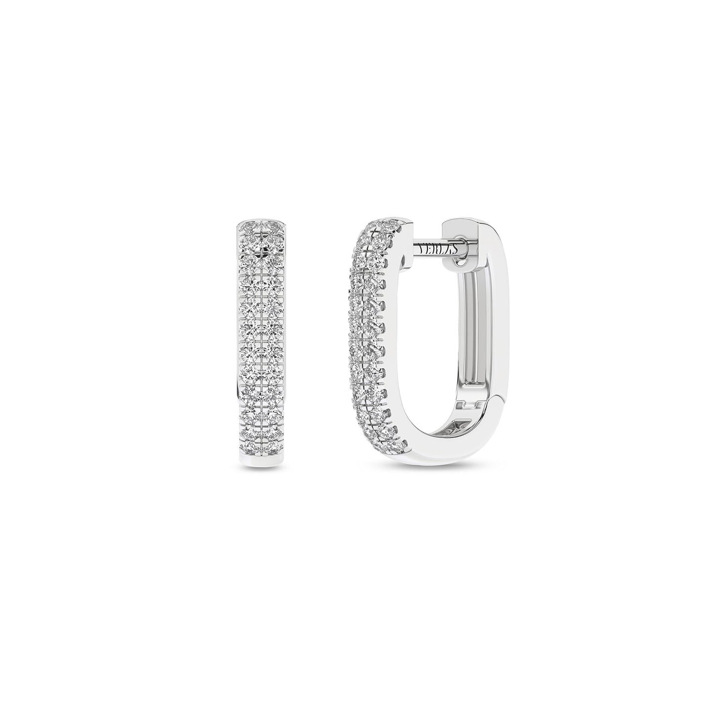 U Shape 2-Row Diamond Huggie Hoops