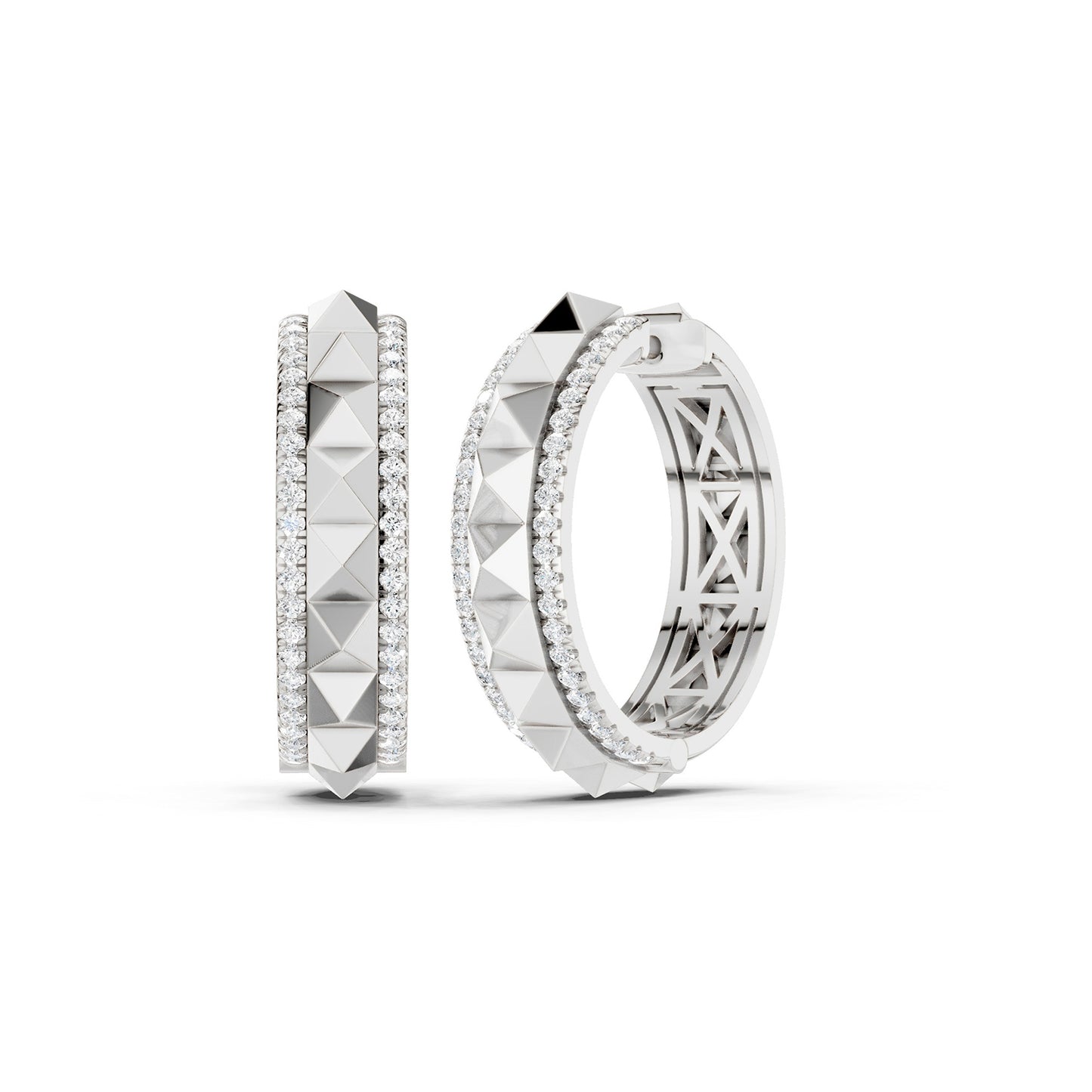 Pyramid Spiked Diamond Hoops