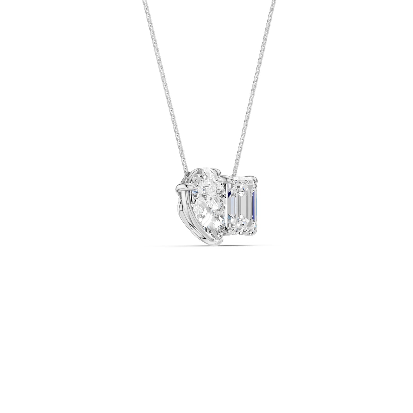 Pear-Emerald Diamond Two-Stone Necklace