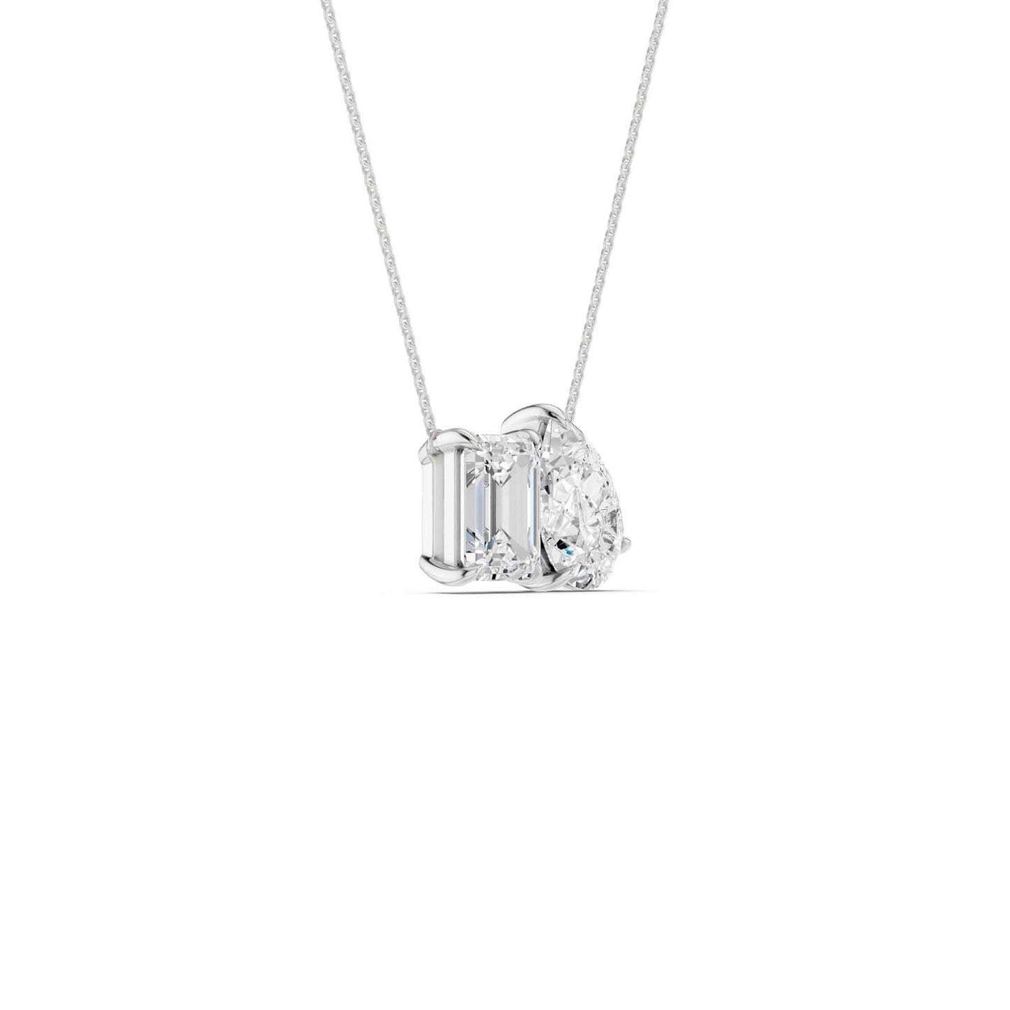 Emerald Pear Diamond Two-Stone Necklace