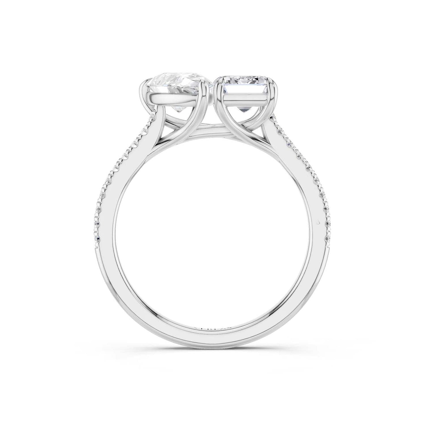 Pear Emerald Two Stone Diamond Ring
