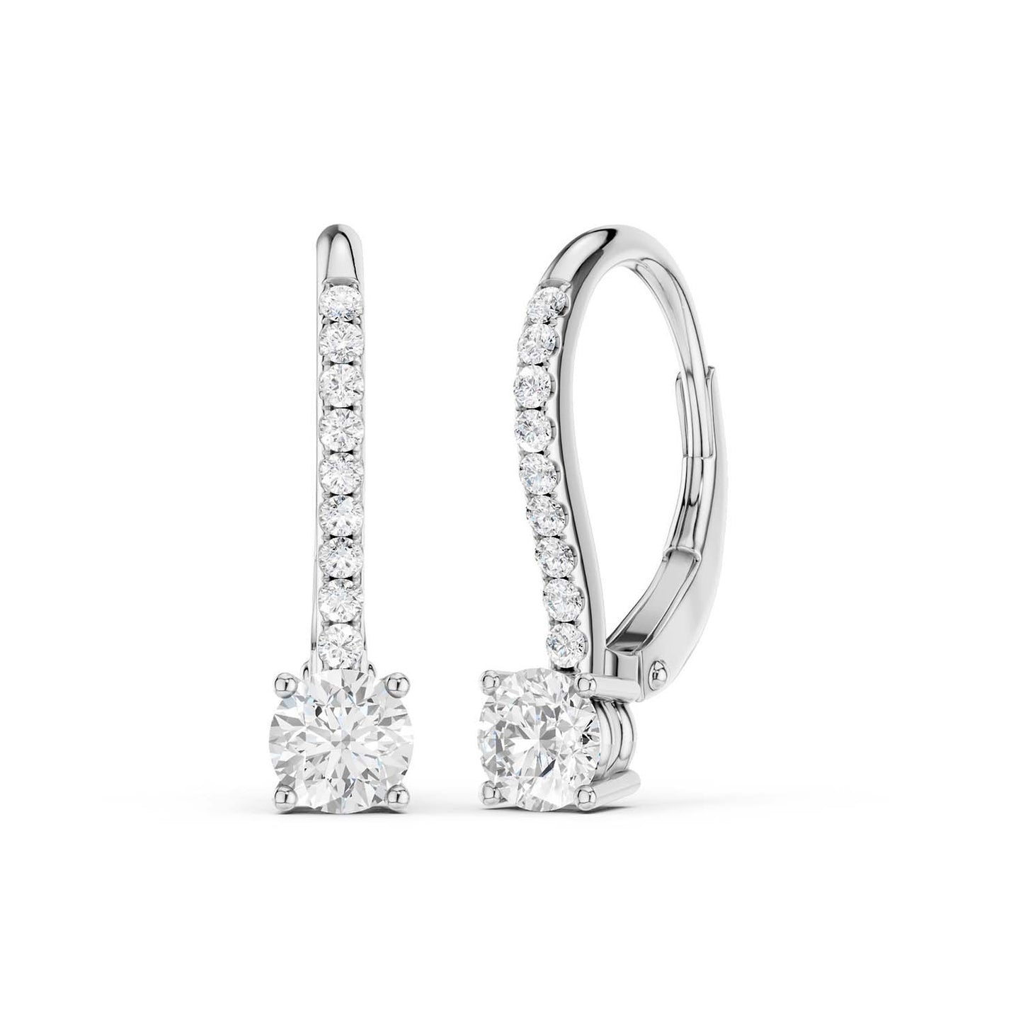 Round Solitaire Drop Earrings