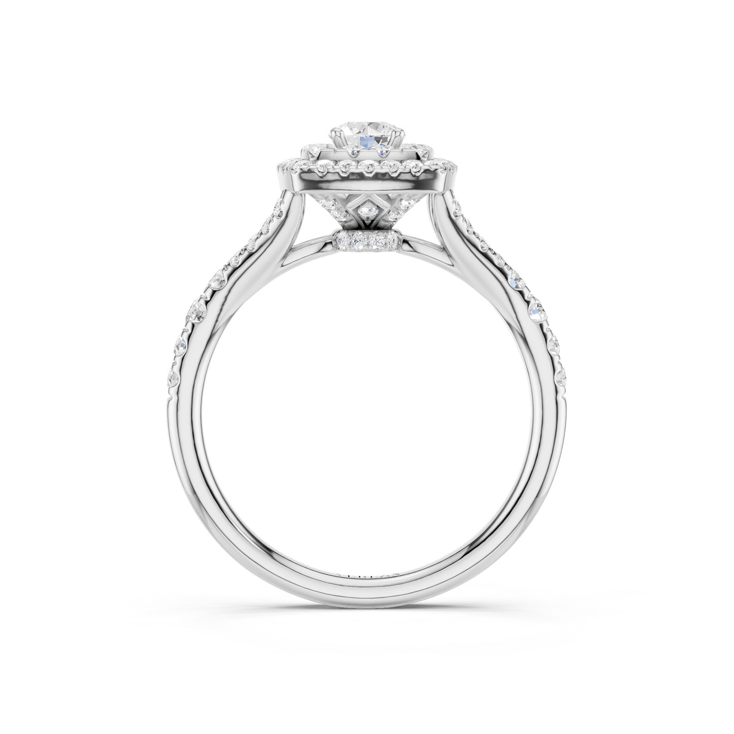 Round-Center Princess Double Halo Ring