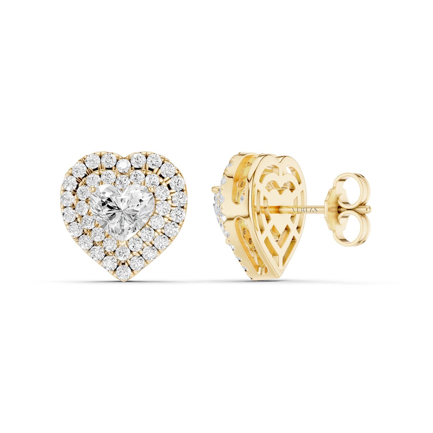 Quaint Double Halo Heart Studs