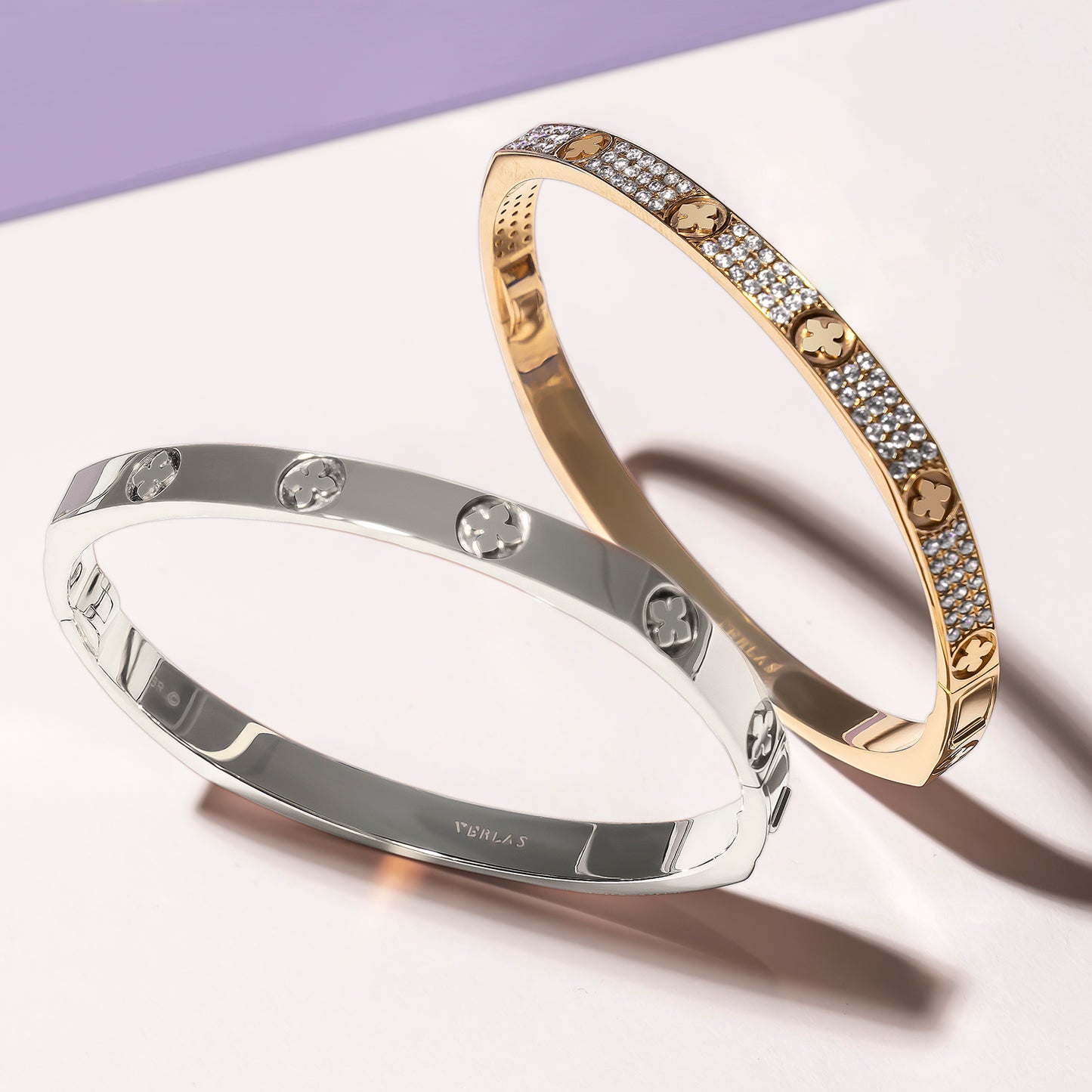 La Fleur 3-Diamond Rows Square Bangle