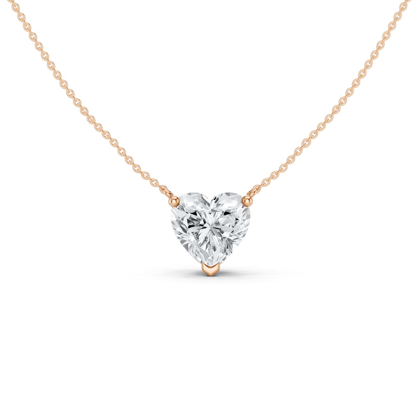Heart Solitaire Pendant Necklace Large