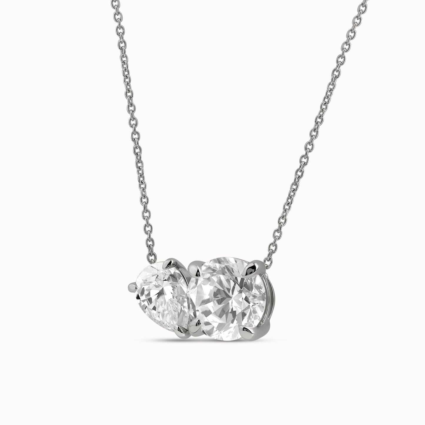 Pear-Round Diamond Toi et Moi Necklace