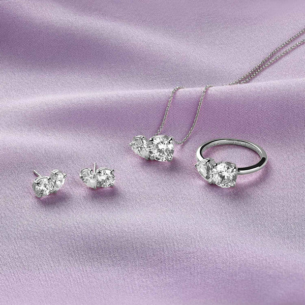 Pear-Round Diamond Toi et Moi Necklace