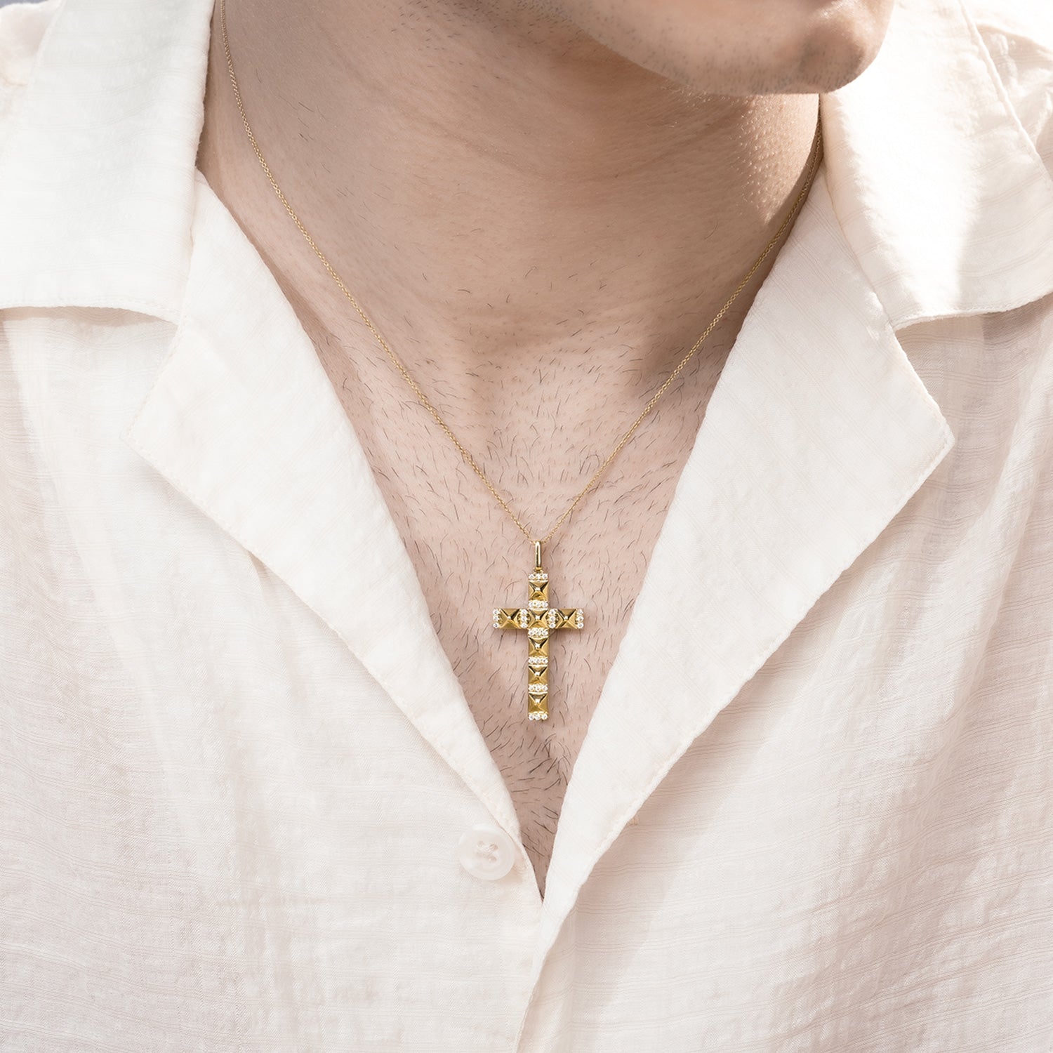 Pyramid Cross Pendant Necklace