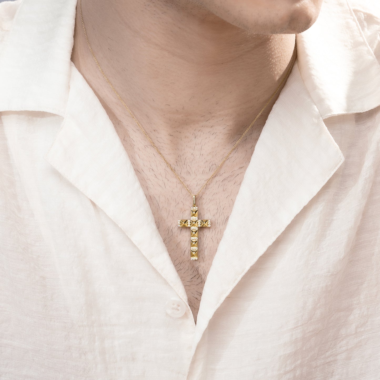 Pyramid Cross Pendant Necklace
