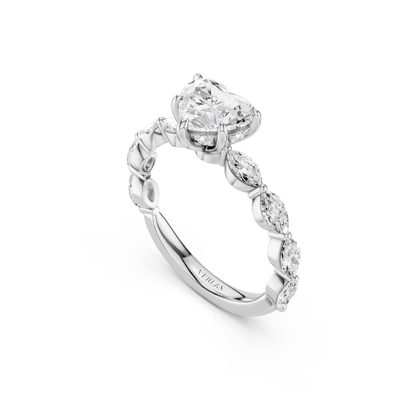 Heart-Marquise Hidden Halo Diamond Ring