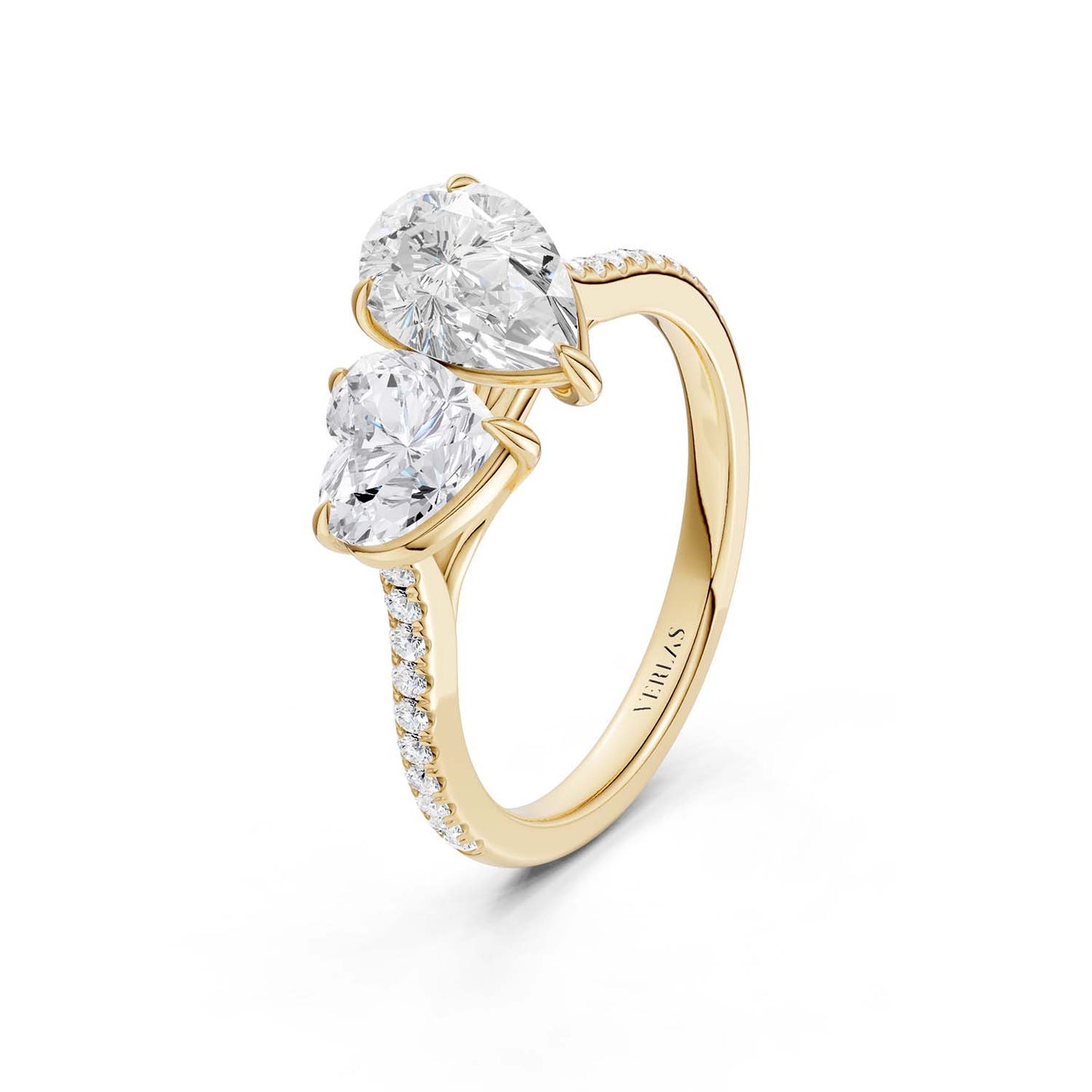 Heart Pear Two Stone Diamond Ring