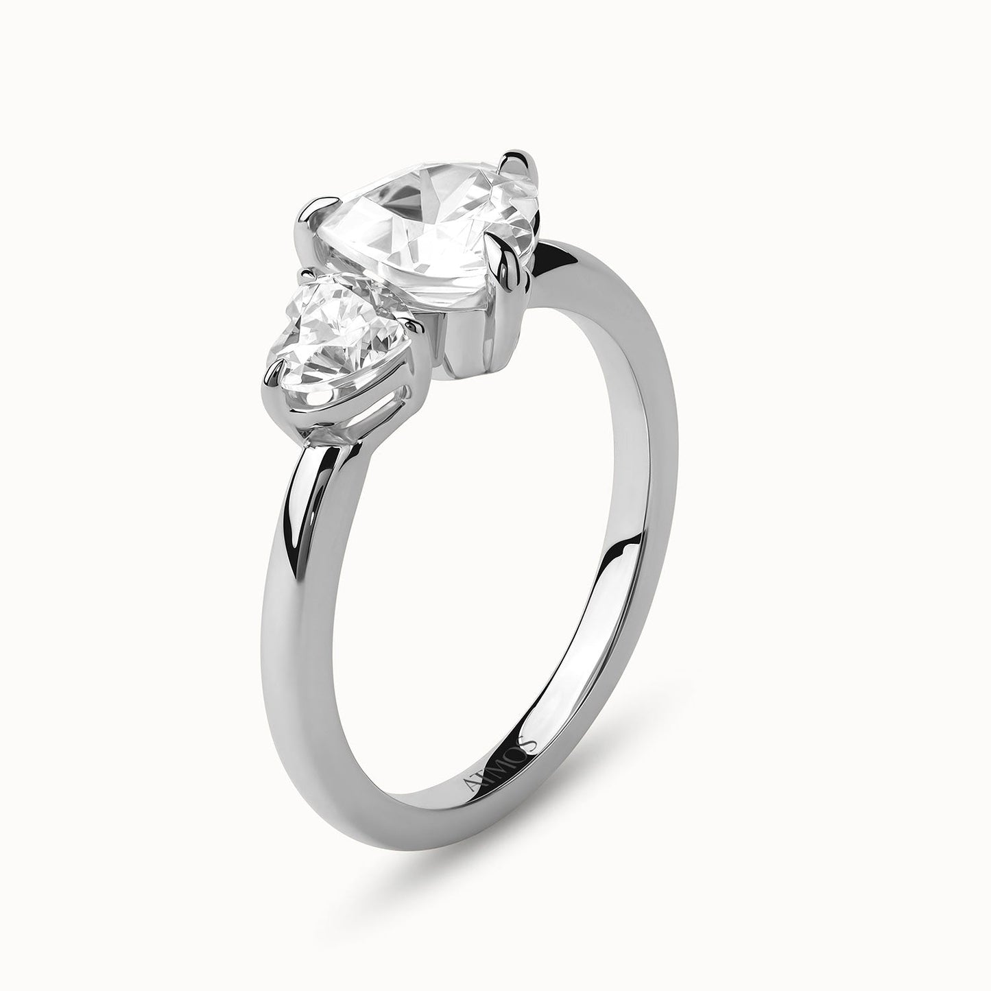 Asymmetrical Heart Diamond Toi et Moi Ring