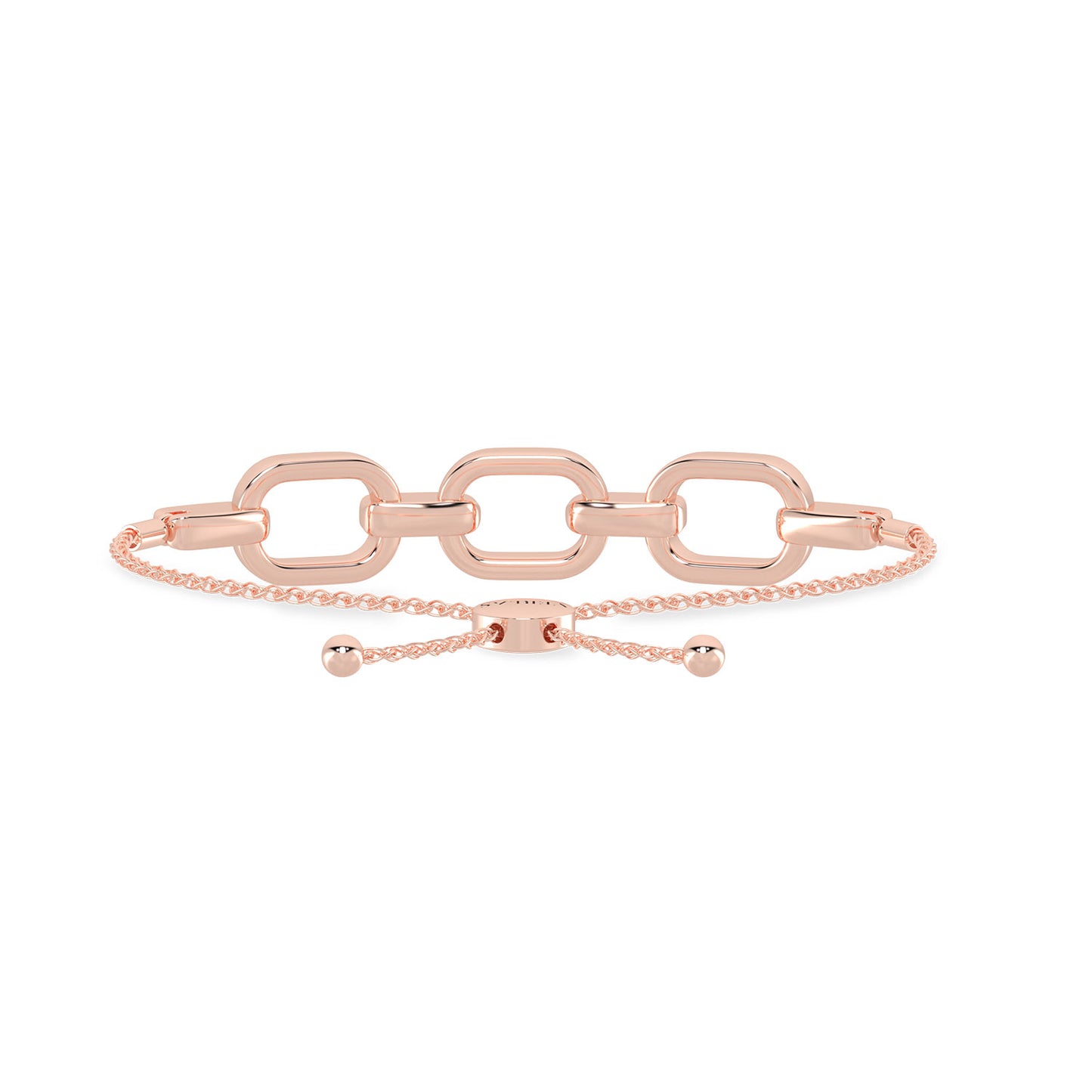 Together Forever 3-Gold Diamond Links Bolo Bracelet