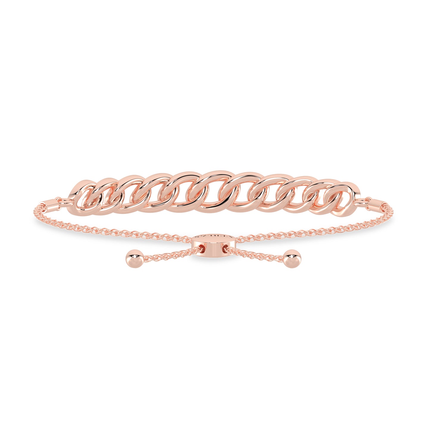 Alternating Diamond Curb Link Bolo Bracelet