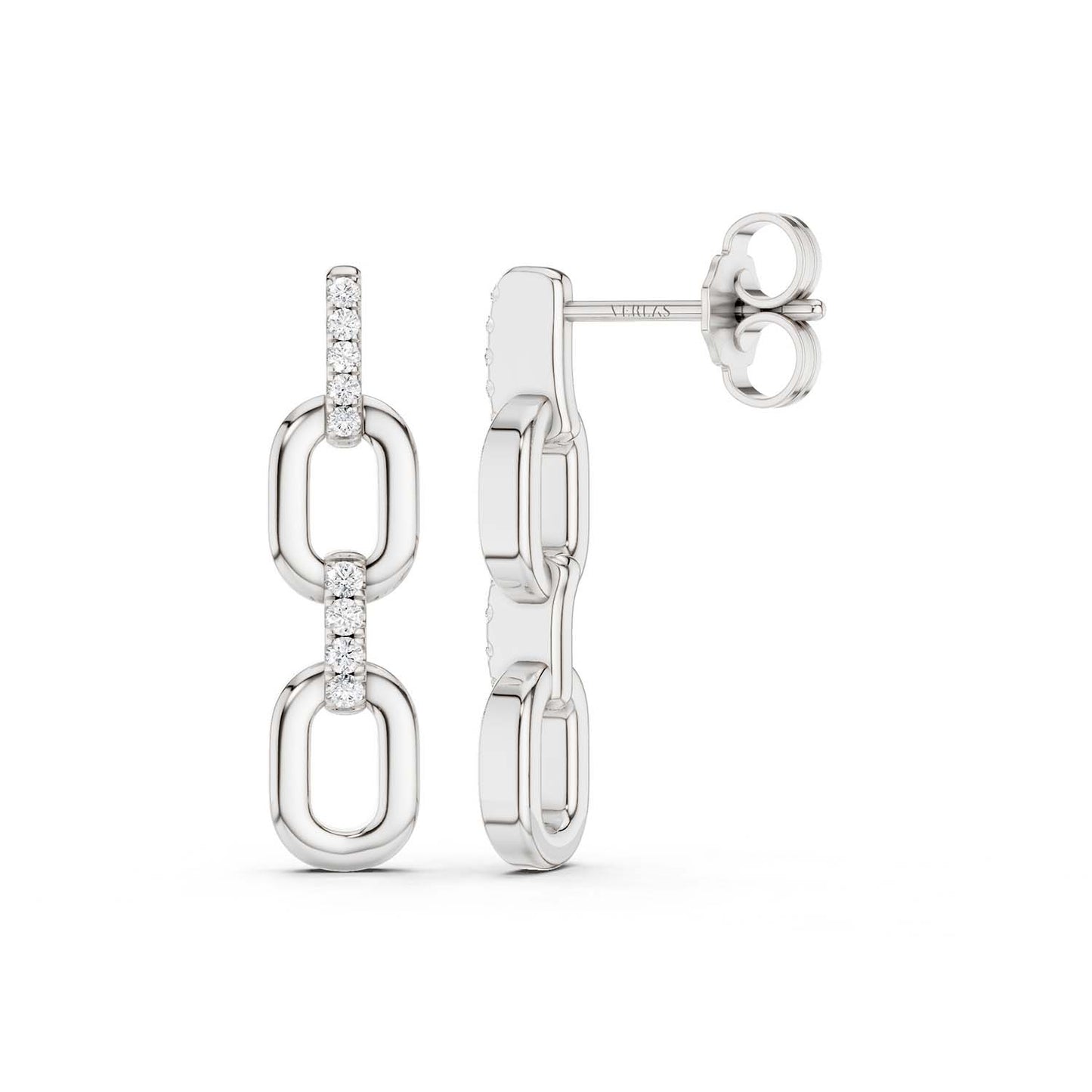 Together Forever 2-Diamond Links Drop Earrings