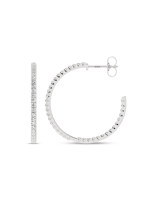 Petite Inside Out Atmos Diamond Hoops white gold