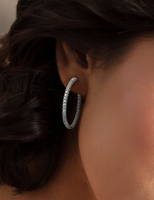 Petite Inside Out Atmos Diamond Hoops white gold hover