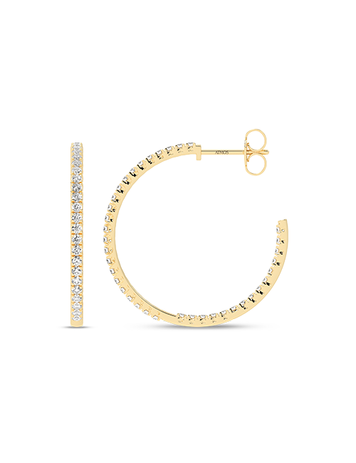 Petite Inside Out Atmos Diamond Hoops yellow gold