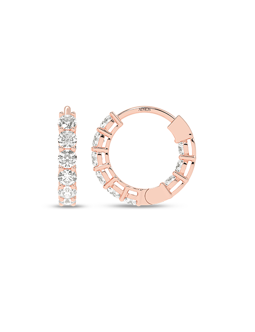Atmos Diamond Radiant Huggies rose gold