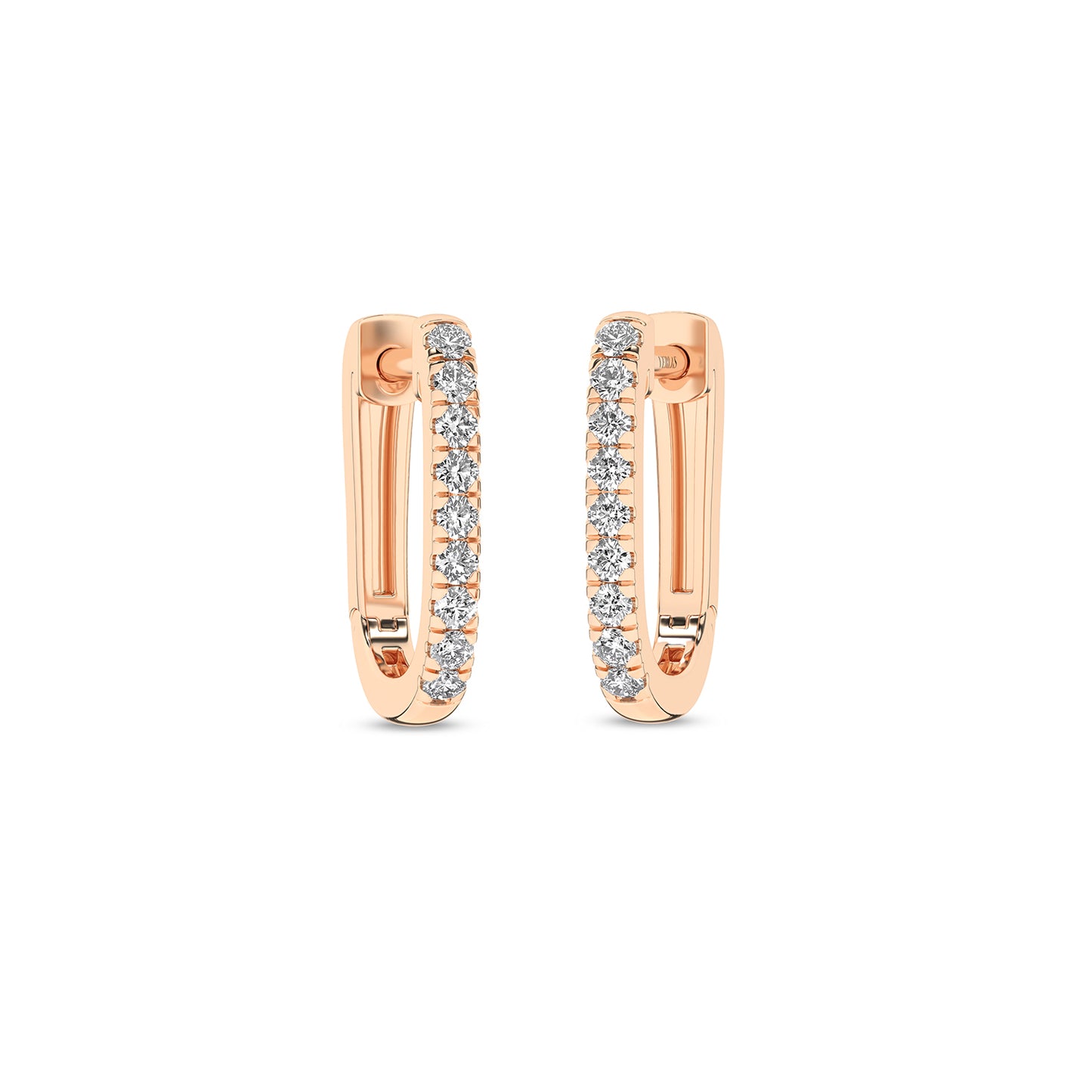 U Shape Diamond Huggie Hoops