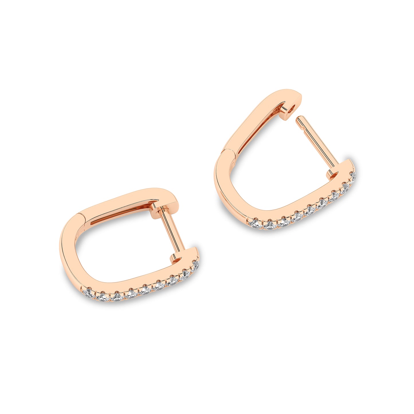 U Shape Diamond Huggie Hoops
