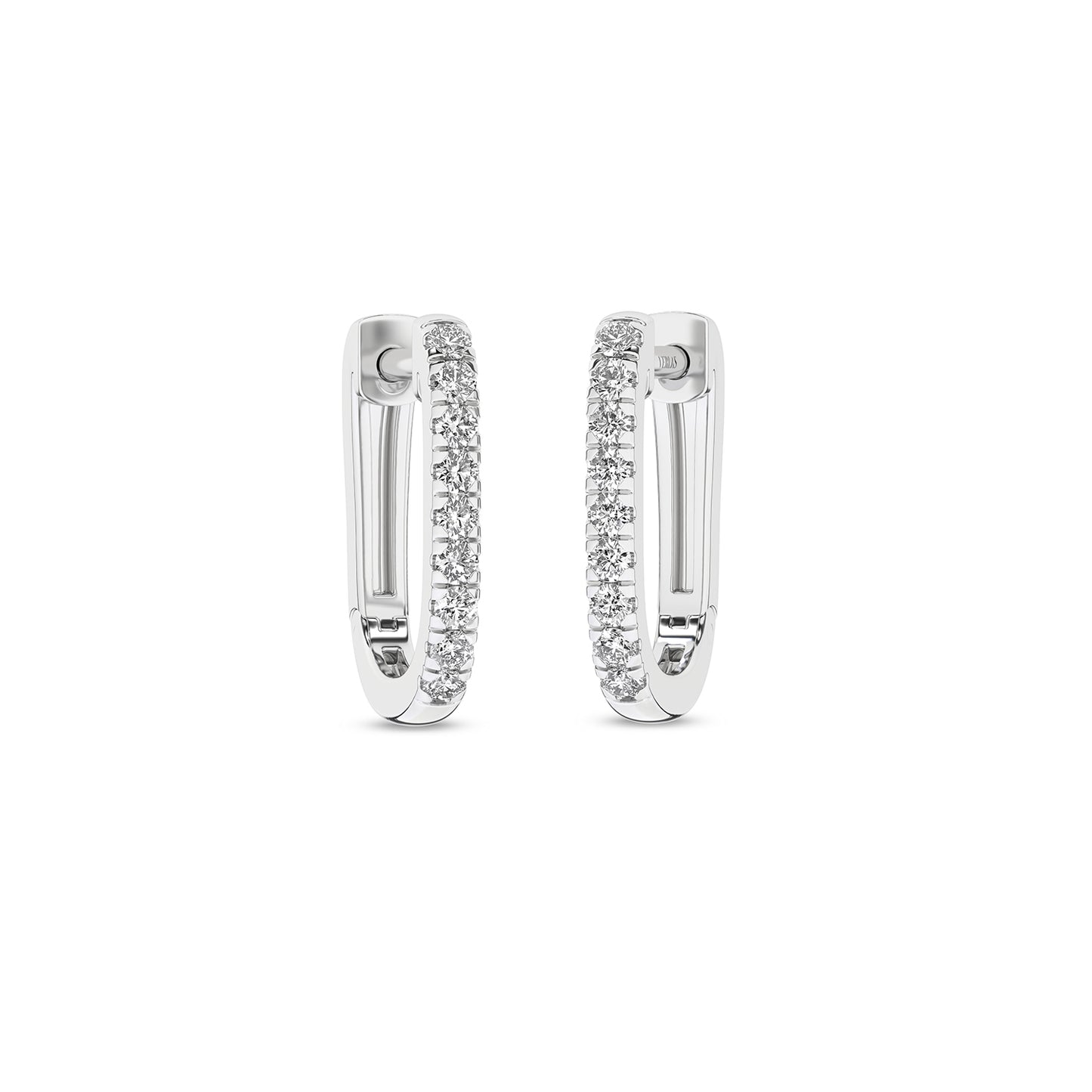 U Shape Diamond Huggie Hoops