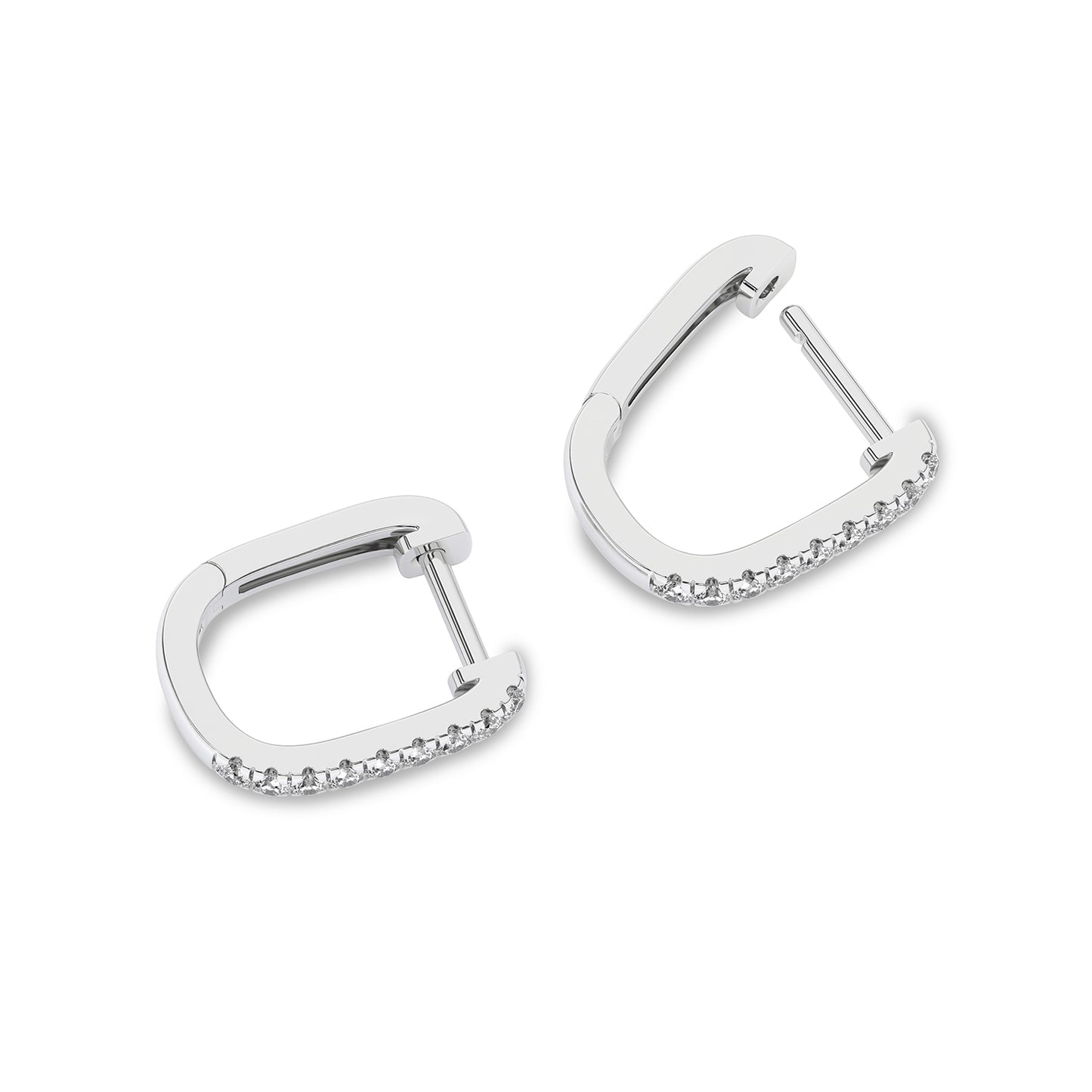 U Shape Diamond Huggie Hoops