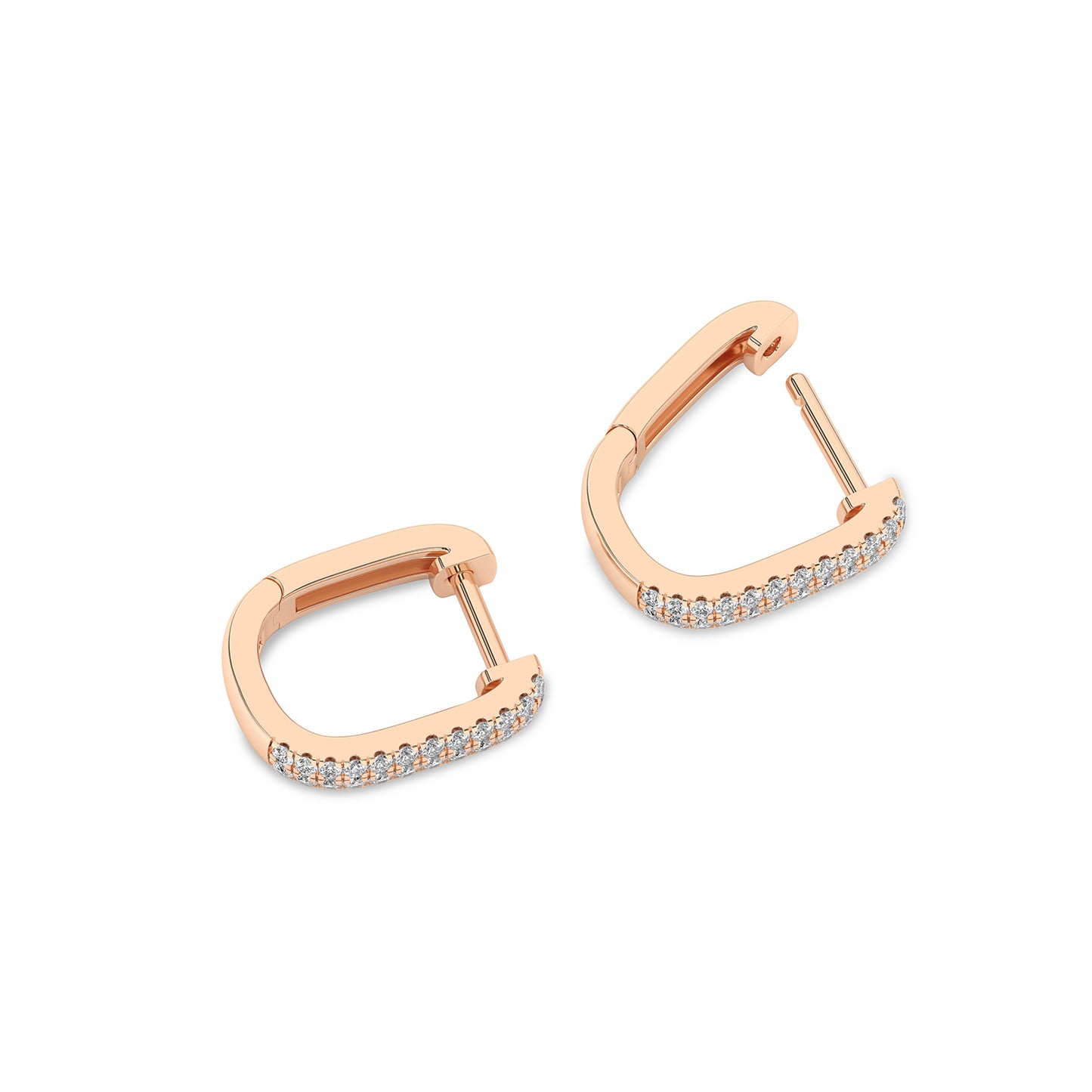 U Shape 2-Row Diamond Huggie Hoops