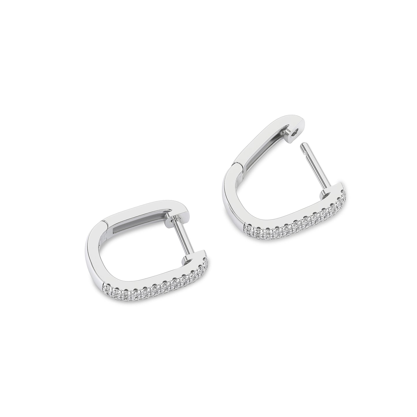 U Shape 2-Row Diamond Huggie Hoops