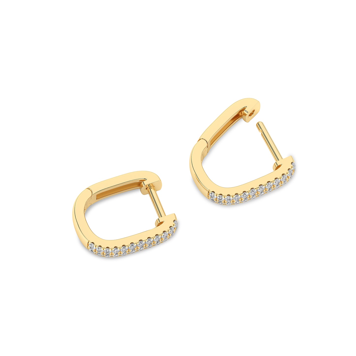 U Shape 2-Row Diamond Huggie Hoops