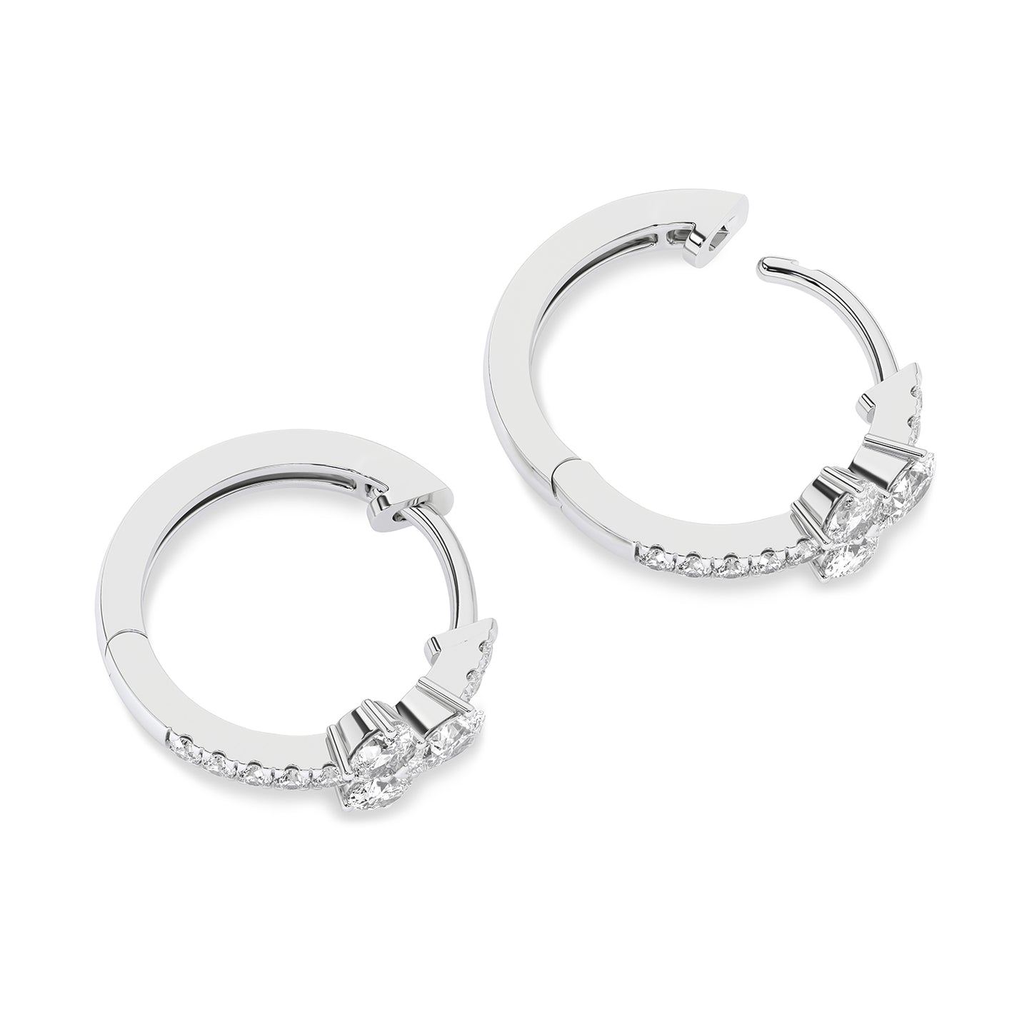 3 Oval Radiant Huggie Hoops