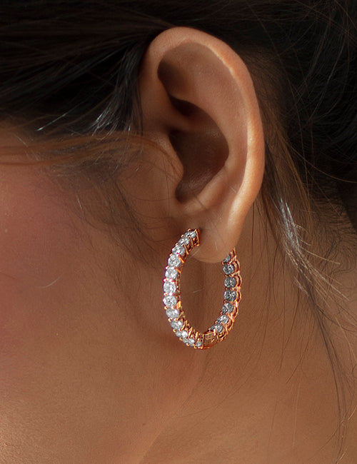 Atmos Diamond Charming Hoops rose gold hover