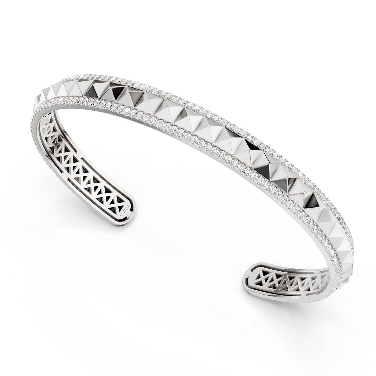 Pyramid Spiked Diamond Cuff Bracelet
